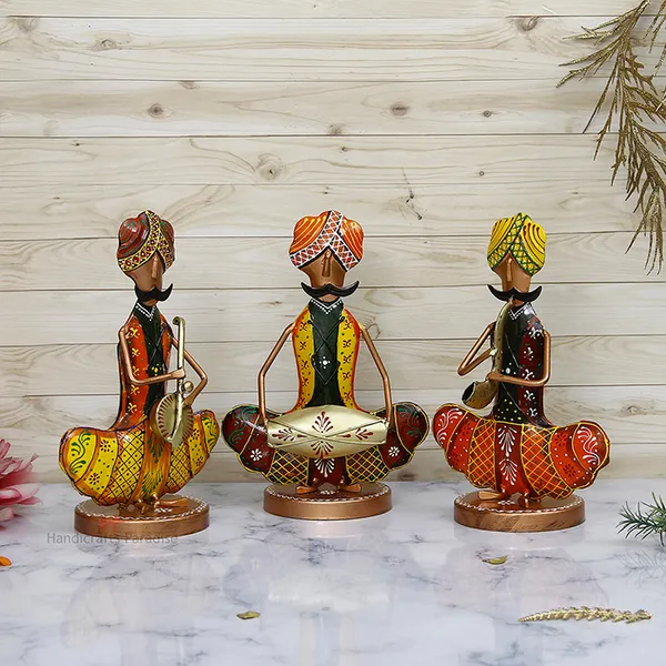 Multicolor_Rajasthani_Musician_Men_With_Moustaches_Showpiece,_9.75_Inch,_(Set_Of_3Pc)