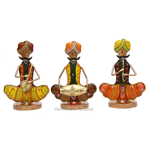 Multicolor_Rajasthani_Musician_Men_With_Moustaches_Showpiece,_9.75_Inch,_(Set_Of_3Pc)