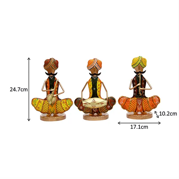 Multicolor_Rajasthani_Musician_Men_With_Moustaches_Showpiece,_9.75_Inch,_(Set_Of_3Pc)