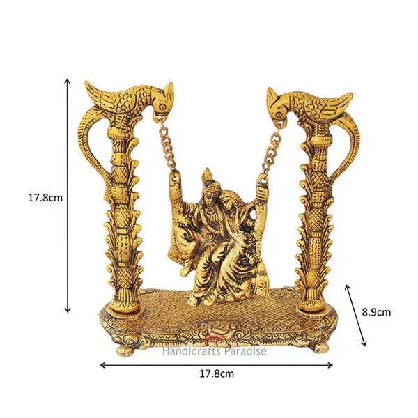 Gold_Plated_Metal_Radha_Krishna_On_Swing_Idol,_7_Inch