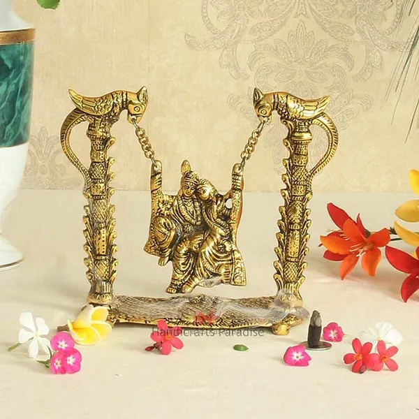 Gold_Plated_Metal_Radha_Krishna_On_Swing_Idol,_7_Inch