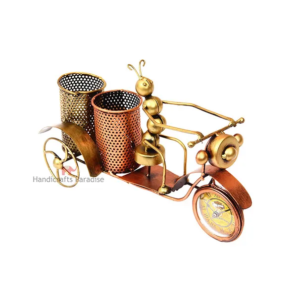 Golden_Metal_Rickshaw_Double_Penstand_With_Ant_(15_Inch)