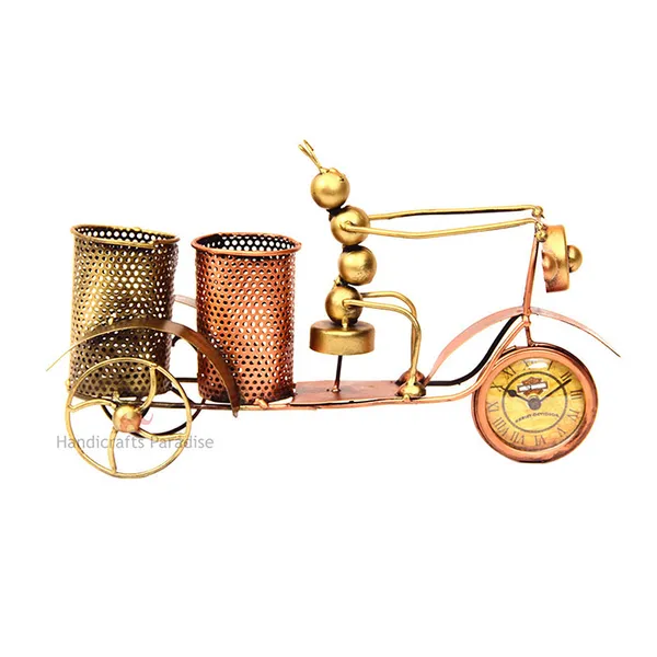 Golden_Metal_Rickshaw_Double_Penstand_With_Ant_(15_Inch)