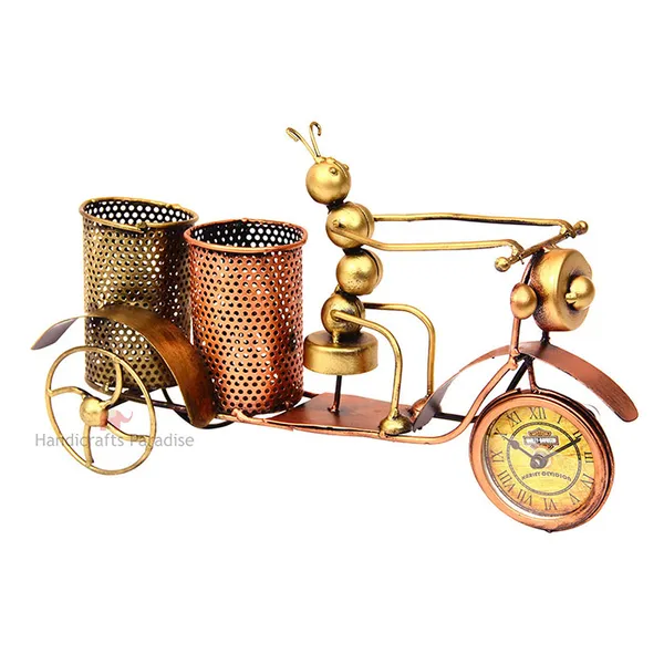 Golden_Metal_Rickshaw_Double_Penstand_With_Ant_(15_Inch)