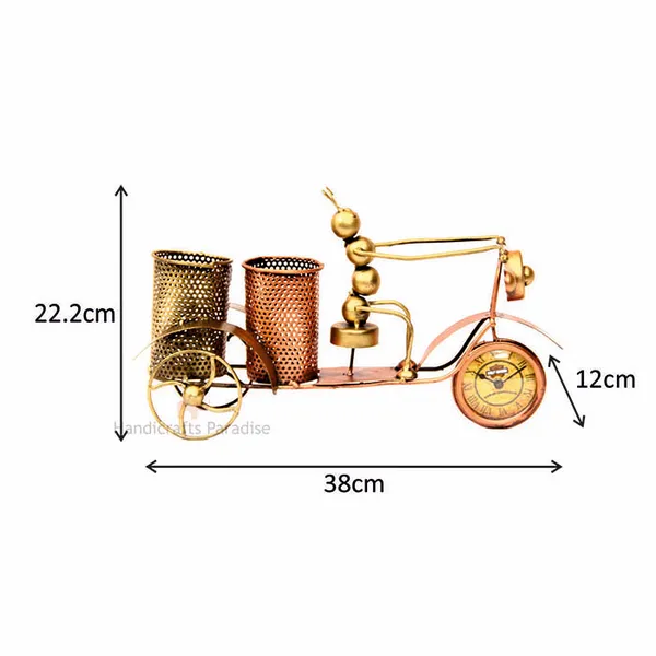 Golden_Metal_Rickshaw_Double_Penstand_With_Ant_(15_Inch)