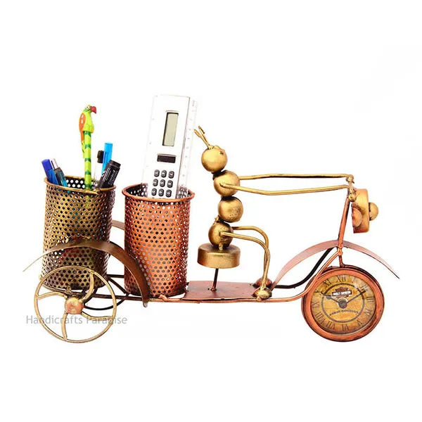 Golden_Metal_Rickshaw_Double_Penstand_With_Ant_(15_Inch)