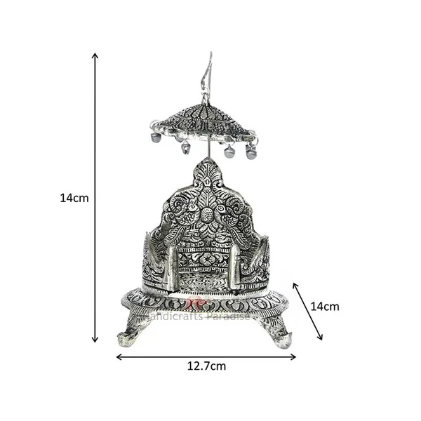 Silver_Singhasan_With_Intricate_Design_For_Home_Decor,_5.5_Inch
