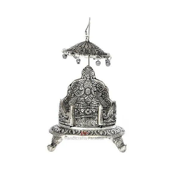 Silver_Singhasan_With_Intricate_Design_For_Home_Decor,_5.5_Inch