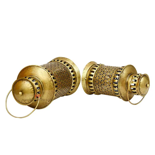 Golden_Lantern_Shaped_Tealight_Holder_Wall_Hanging_Cut_Work_For_Home_Decor,_13.5Inch_-_(Set_Of_2Pc)