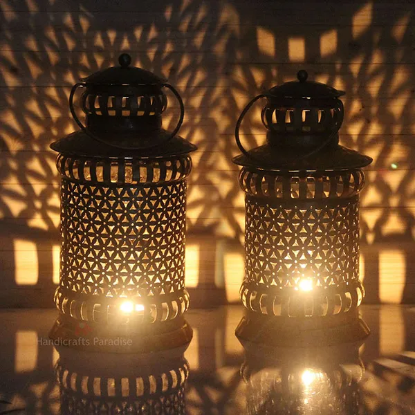 Golden_Lantern_Shaped_Tealight_Holder_Wall_Hanging_Cut_Work_For_Home_Decor,_13.5Inch_-_(Set_Of_2Pc)