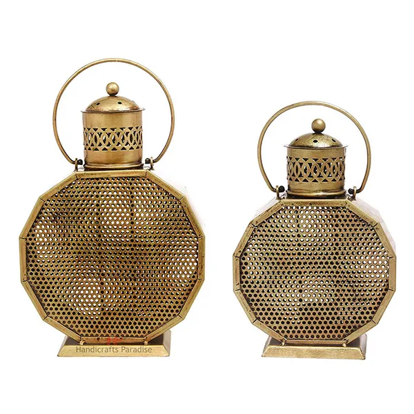 Rusty_Golden_Tealight_Holder_With_Cut_Work_For_Home_Decor,_13_Inch,_(Set_Of_2_Pcs)