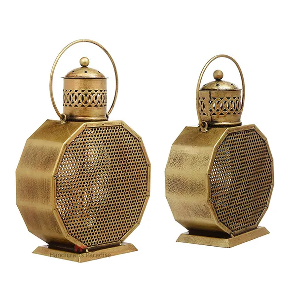 Rusty_Golden_Tealight_Holder_With_Cut_Work_For_Home_Decor,_13_Inch,_(Set_Of_2_Pcs)