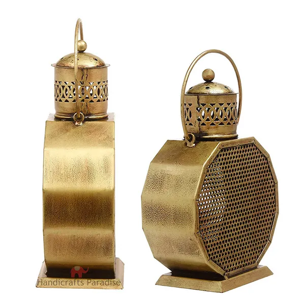 Rusty_Golden_Tealight_Holder_With_Cut_Work_For_Home_Decor,_13_Inch,_(Set_Of_2_Pcs)