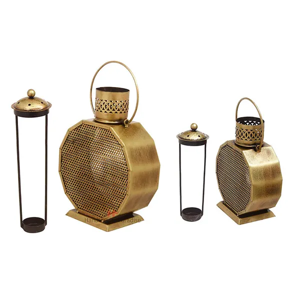 Rusty_Golden_Tealight_Holder_With_Cut_Work_For_Home_Decor,_13_Inch,_(Set_Of_2_Pcs)