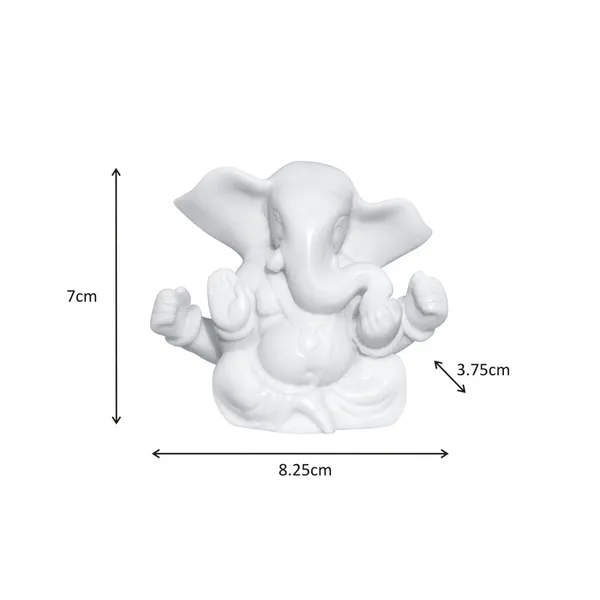 White_Resin_Ganesha_With_Big_Open_Ears_Idol,_2.75_Inch