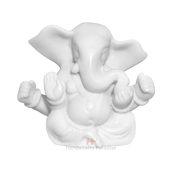 White_Resin_Ganesha_With_Big_Open_Ears_Idol,_2.75_Inch