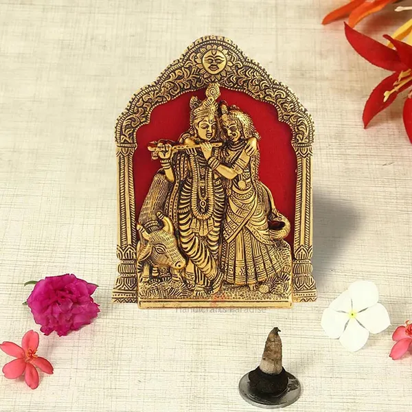 Golden_Radha_Krishna_With_Cow_On_Thin_Metal_Frame_Wall_Hanging
