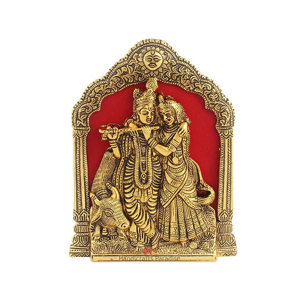 Golden_Radha_Krishna_With_Cow_On_Thin_Metal_Frame_Wall_Hanging