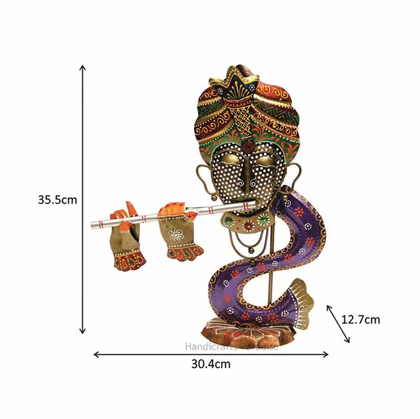 Multicolor_Wrought_Iron_Cut_Work_Krishna_Tea_Light_Holder-_14_Inch