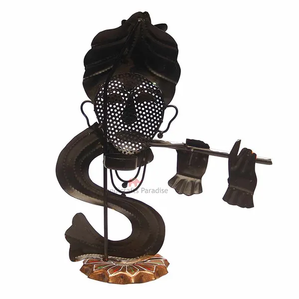 Multicolor_Wrought_Iron_Cut_Work_Krishna_Tea_Light_Holder-_14_Inch