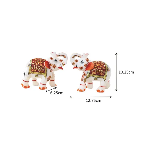 White_Marble_Elephant_For_Home_Decor_,4_Inch-_Set_Of_2