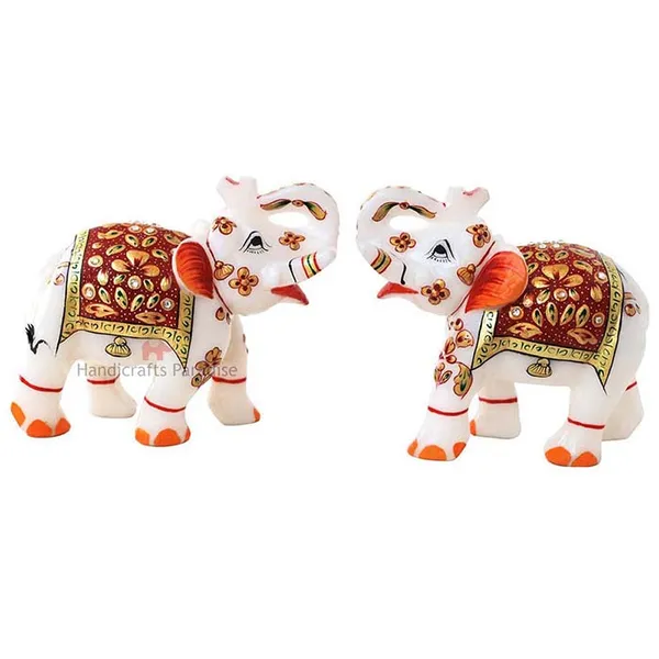 White_Marble_Elephant_For_Home_Decor_,4_Inch-_Set_Of_2