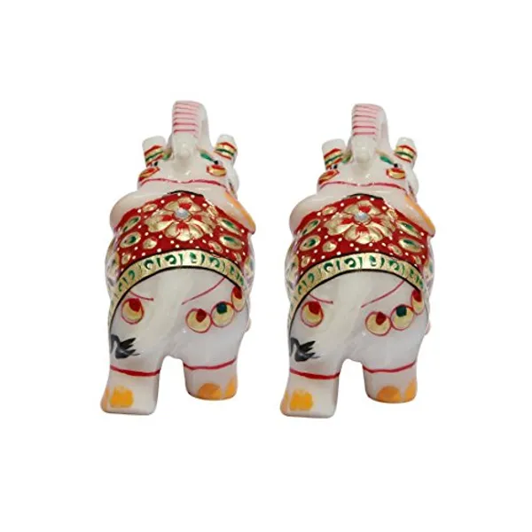 White_Marble_Elephant_For_Home_Decor_,4_Inch-_Set_Of_2