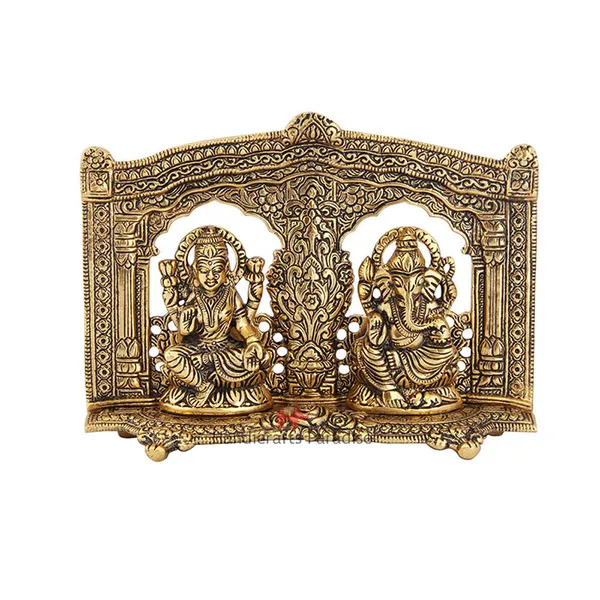 Golden_Metal_Ganesh_Lakshmi_Figurine,_6.5_Inch