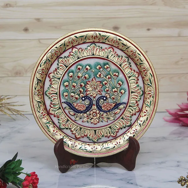 Golden_Marble_Plate_Intricate_Painted_Showpiece_For_Home_Dacor_-_9_Inch