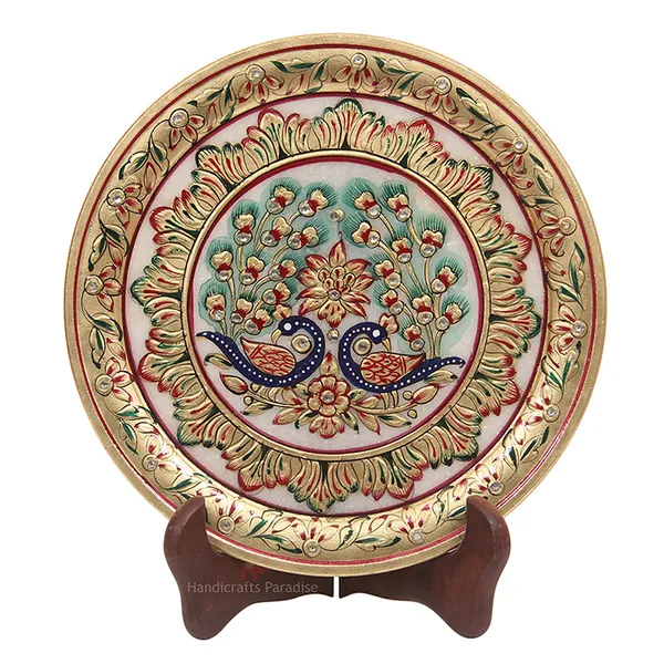 Golden_Marble_Plate_Intricate_Painted_Showpiece_For_Home_Dacor_-_9_Inch