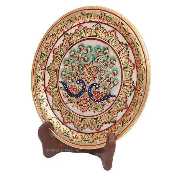 Golden_Marble_Plate_Intricate_Painted_Showpiece_For_Home_Dacor_-_9_Inch