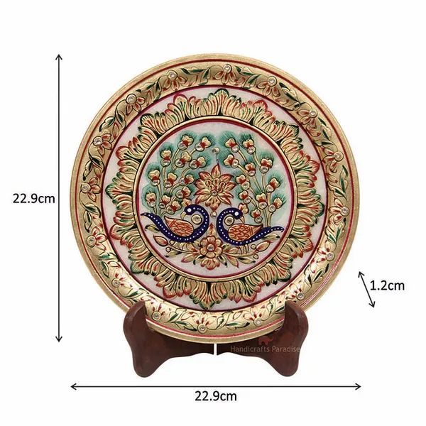 Golden_Marble_Plate_Intricate_Painted_Showpiece_For_Home_Dacor_-_9_Inch