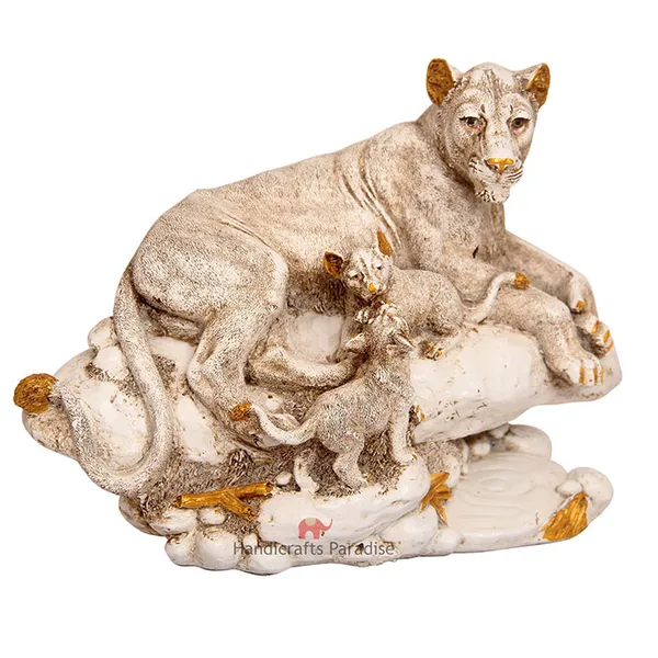 White_Tiger_Statue_With_Cubs_Figurine_For_Home_Decor,_8Inch