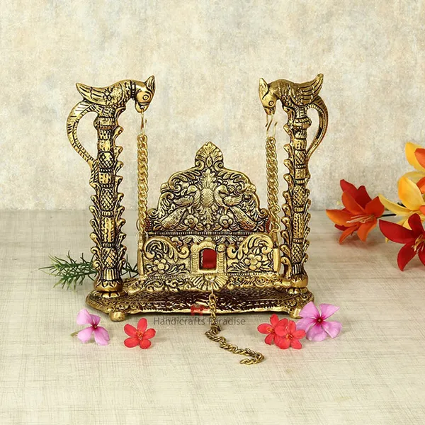 Golden_Aluminium_Handicrafted_Metal_Pooja_Jhula,_6.5_Inch