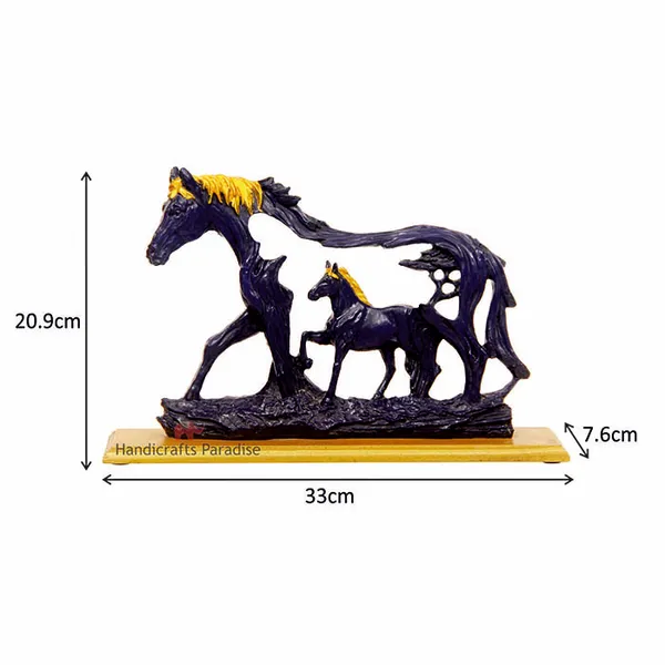 Blue_Horse_With_Baby_Horse_On_A_Base_Showpiece_For_Home_Dacor,_8.25_Inch