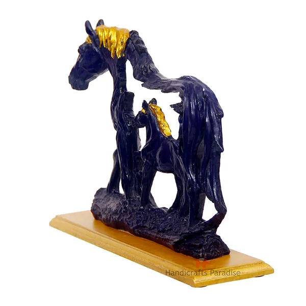 Blue_Horse_With_Baby_Horse_On_A_Base_Showpiece_For_Home_Dacor,_8.25_Inch
