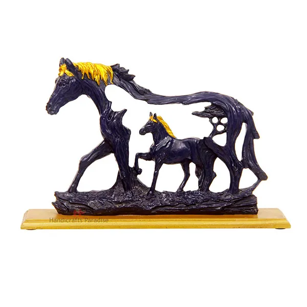 Blue_Horse_With_Baby_Horse_On_A_Base_Showpiece_For_Home_Dacor,_8.25_Inch