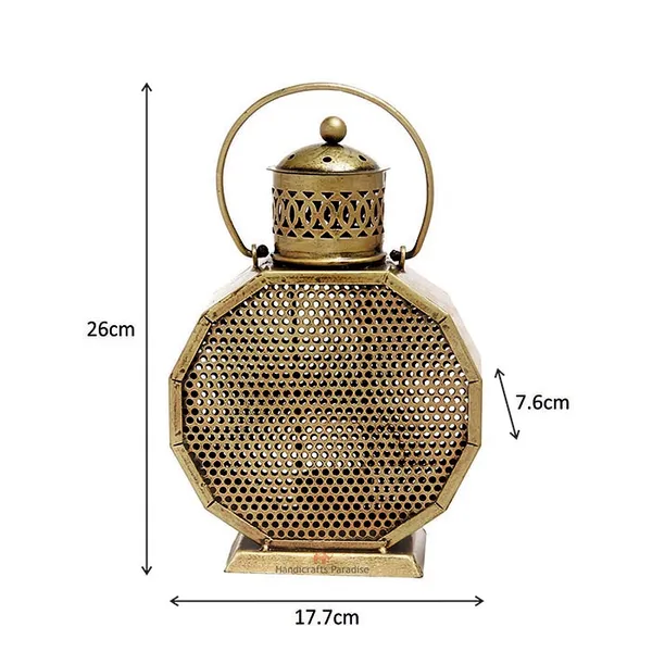 Rusty_Golden_Lantern_Shaped_Tealight_Holder_Wrought_Iron_Showpiece,_11_Inch