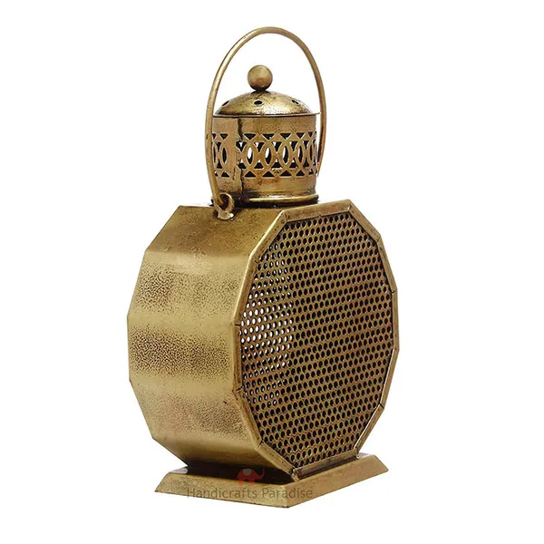 Rusty_Golden_Lantern_Shaped_Tealight_Holder_Wrought_Iron_Showpiece,_11_Inch