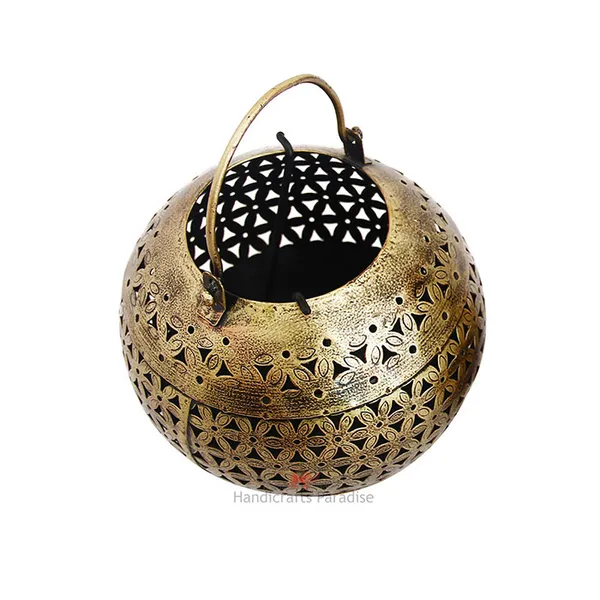 Rusty_Golden_Antique_Cut_Work_Tea_Light_With_A_Handle_For_Home_Dacor,__6.75_Inches