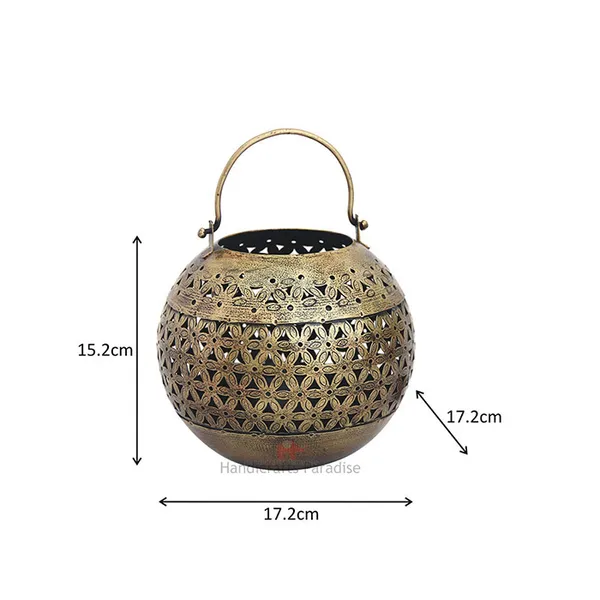 Rusty_Golden_Antique_Cut_Work_Tea_Light_With_A_Handle_For_Home_Dacor,__6.75_Inches