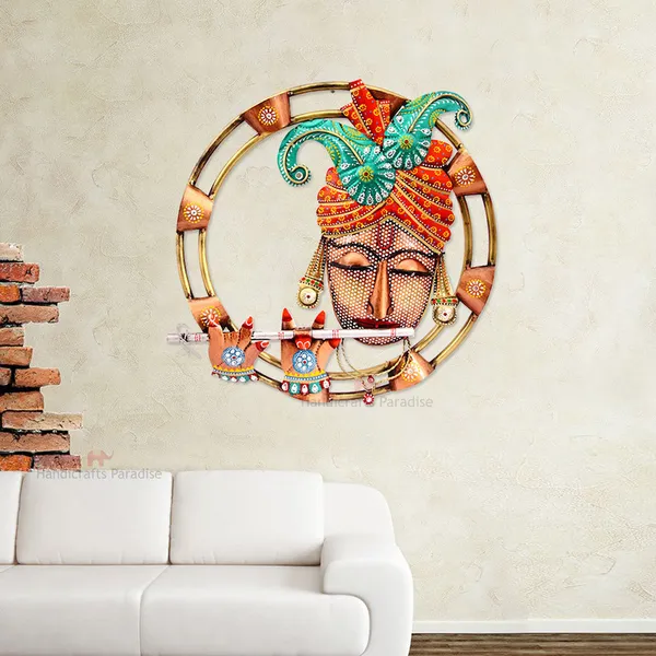 Multicolor_Iron_Krishna_Playing_Flute_Wall_Art,_19.5_Inch
