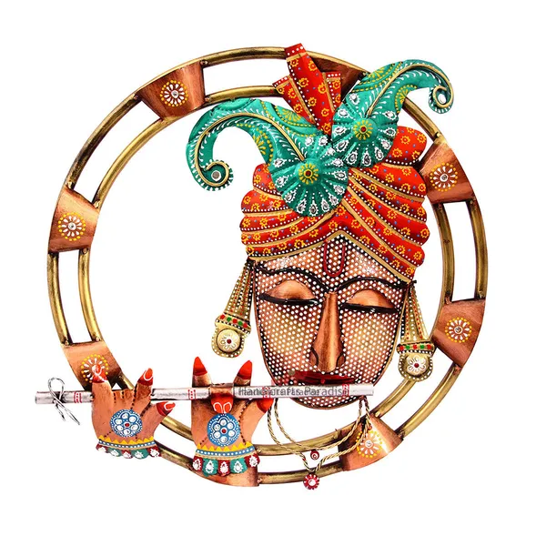 Multicolor_Iron_Krishna_Playing_Flute_Wall_Art,_19.5_Inch