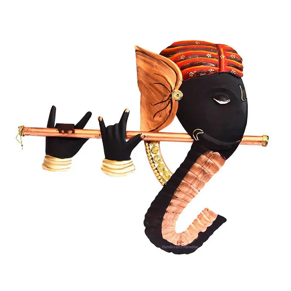 Black_Ganesha_Playing_Flute_Iron_Wall_Art_,_16_Inch