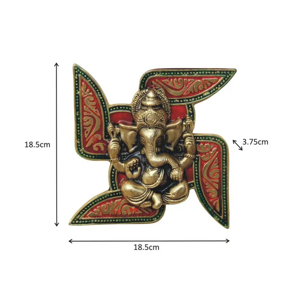 Brown_Ganesha_Placed_On_Swastik_Aluminium_Wall_Decor