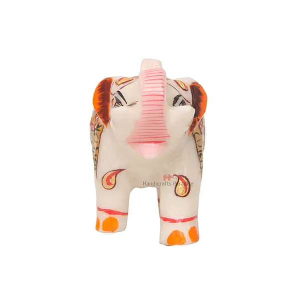 White_Marble_Elephant_With_Red_Emboss_Painted_Showpiece,_2.75_Inch