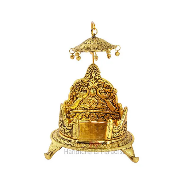 Golden_Antique_Singhasan_With_Intricate_Design_For_Home_Decor,_9_Inch