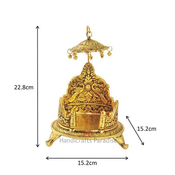 Golden_Antique_Singhasan_With_Intricate_Design_For_Home_Decor,_9_Inch
