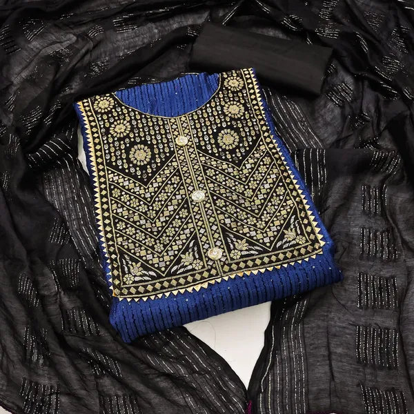 Blue_Black_Cross_Work_With_Banarasi_Neck_Border_Salwar_Suit_For_Women