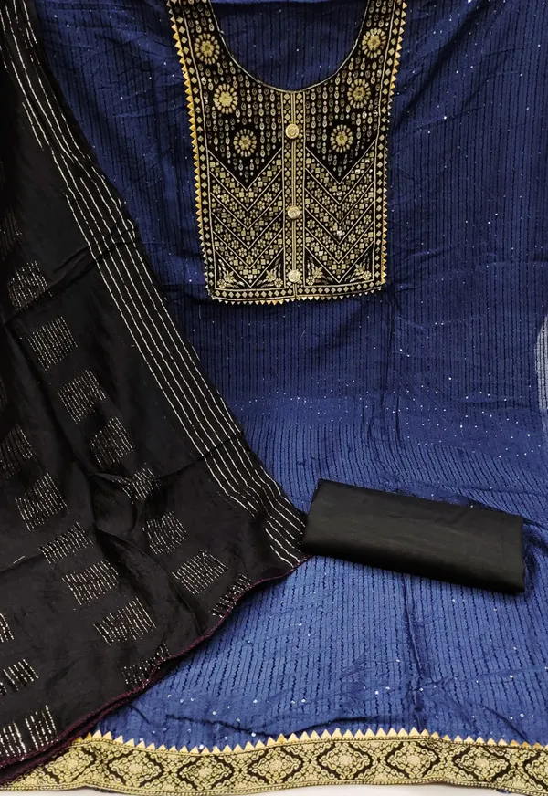 Blue_Black_Cross_Work_With_Banarasi_Neck_Border_Salwar_Suit_For_Women